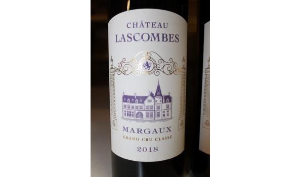 4 flessen à 75cl rode wijn Chateau Lascombes, Margaux, 2018